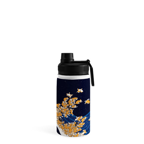 Big Nose Work Shiba Inu The Great Wave in Night Water Bottle