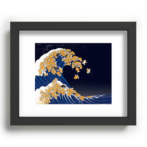 Big Nose Work Shiba Inu The Great Wave in Night Recessed Framing Rectangle