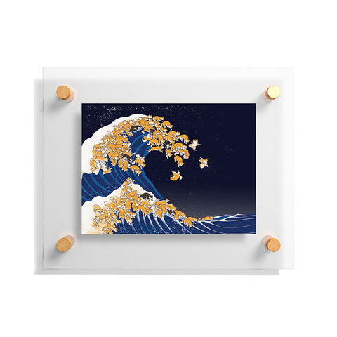 Big Nose Work Shiba Inu The Great Wave in Night Floating Acrylic Print