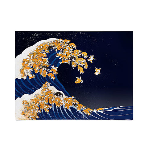 Big Nose Work Shiba Inu The Great Wave in Night Poster