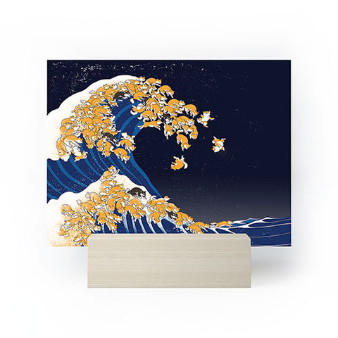 Big Nose Work Shiba Inu The Great Wave in Night Mini Art Print