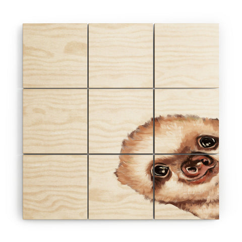 Big Nose Work Sneaky Baby Sloth Wood Wall Mural