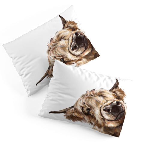 Big Nose Work Sneaky Highland Cow Pillow Shams