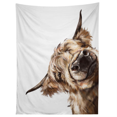 Big Nose Work Sneaky Highland Cow Tapestry