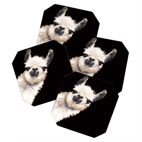 Big Nose Work Sneaky Llama Black Coaster Set