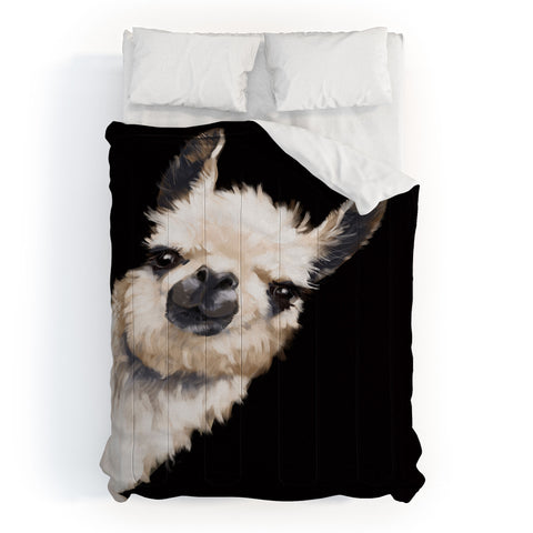 Big Nose Work Sneaky Llama Black Comforter