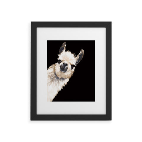 Big Nose Work Sneaky Llama Black Framed Art Print