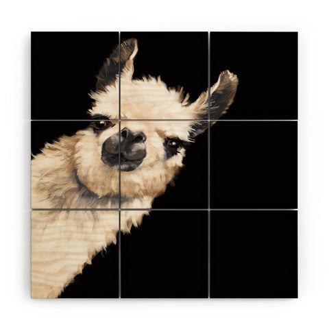 Big Nose Work Sneaky Llama Black Wood Wall Mural