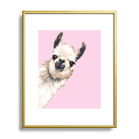 Big Nose Work Sneaky Llama Pink Metal Framed Art Print