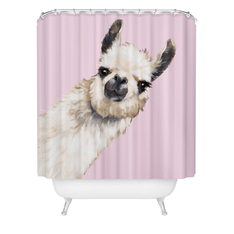 Big Nose Work Sneaky Llama Pink Shower Curtain