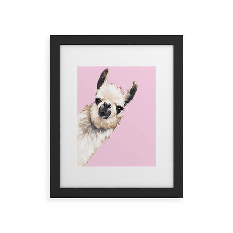 Big Nose Work Sneaky Llama Pink Framed Art Print