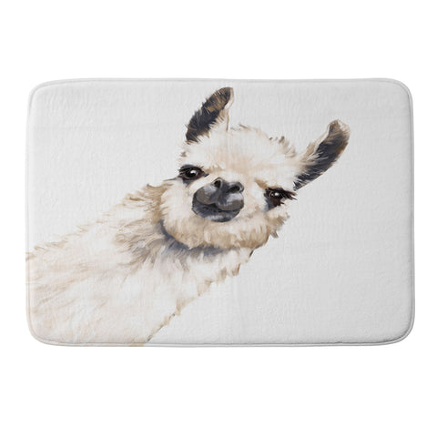Big Nose Work Sneaky Llama White Memory Foam Bath Mat