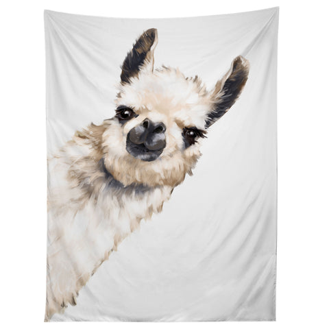 Big Nose Work Sneaky Llama White Tapestry