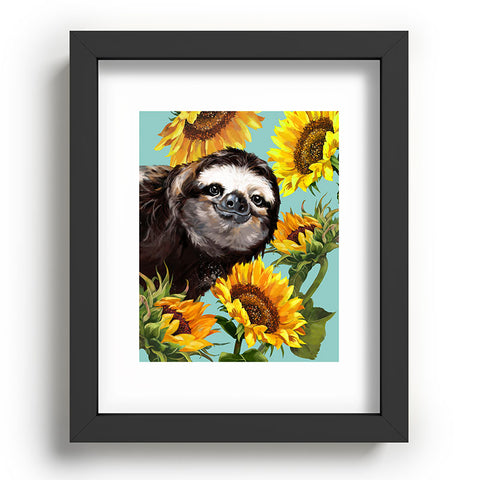 Big Nose Work Sneaky Sloth with Sunflowers Recessed Framing Rectangle