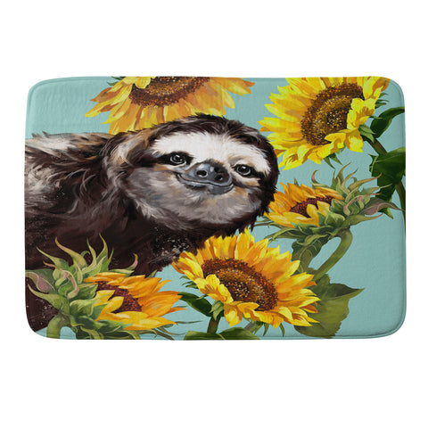 Big Nose Work Sneaky Sloth with Sunflowers Memory Foam Bath Mat