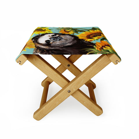 Big Nose Work Sneaky Sloth with Sunflowers Folding Stool