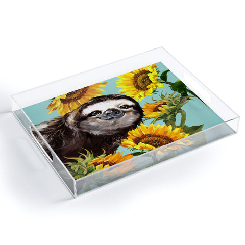 Big Nose Work Sneaky Sloth with Sunflowers Acrylic Tray