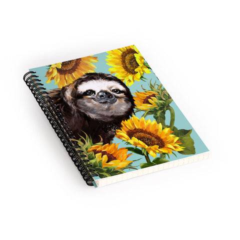 Big Nose Work Sneaky Sloth with Sunflowers Spiral Notebook