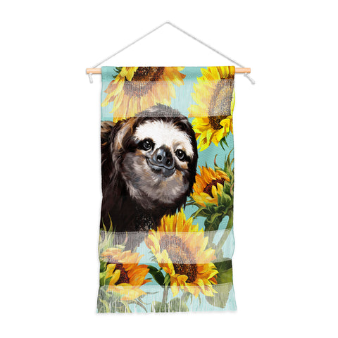 Big Nose Work Sneaky Sloth with Sunflowers Wall Hanging Portrait