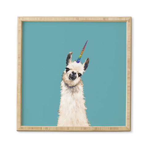 Big Nose Work Unicorn Llama in Blue Framed Wall Art