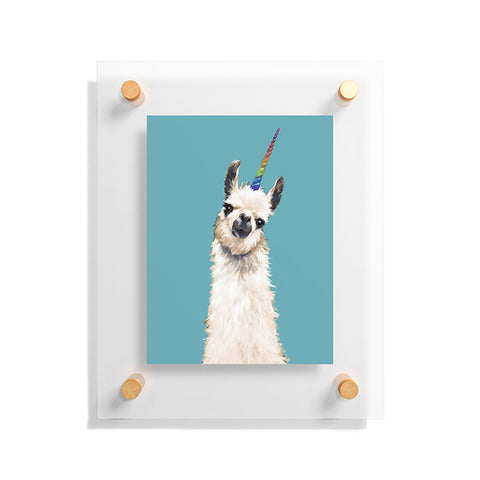 Big Nose Work Unicorn Llama in Blue Floating Acrylic Print