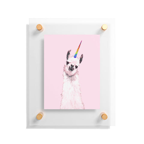 Big Nose Work Unicorn Llama in Pink Floating Acrylic Print