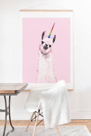 Big Nose Work Unicorn Llama in Pink Art Print And Hanger