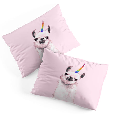 Big Nose Work Unicorn Llama in Pink Pillow Shams