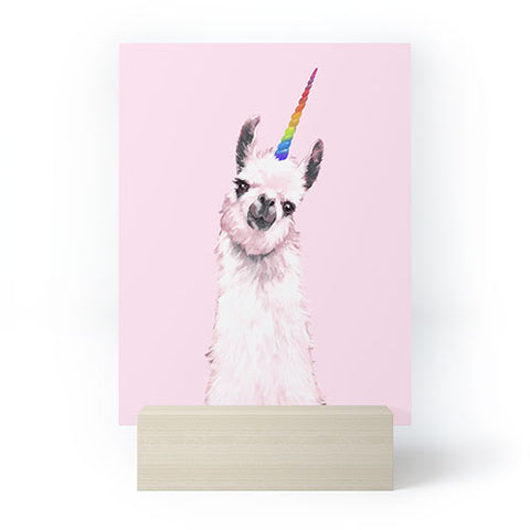 Big Nose Work Unicorn Llama in Pink Mini Art Print
