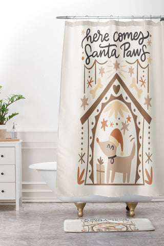 Bigdreamplanners Here comes Santa Paws Shower Curtain And Mat