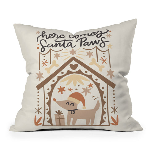 Bigdreamplanners Here comes Santa Paws Throw Pillow