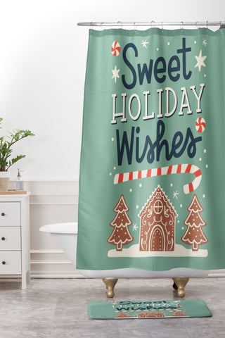 Bigdreamplanners Sweet Holiday wishes Shower Curtain And Mat