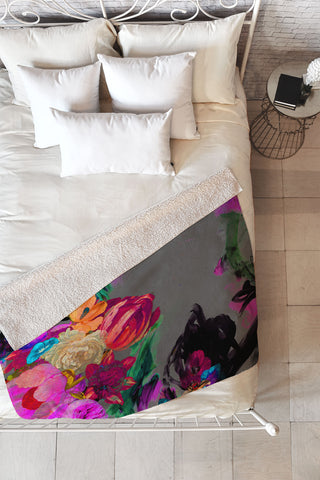 Biljana Kroll Floral Storm Fleece Throw Blanket