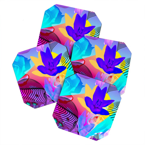 Biljana Kroll Fluorescent Florals Coaster Set
