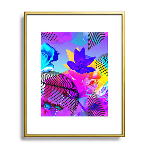 Biljana Kroll Fluorescent Florals Metal Framed Art Print