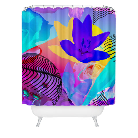 Biljana Kroll Fluorescent Florals Shower Curtain