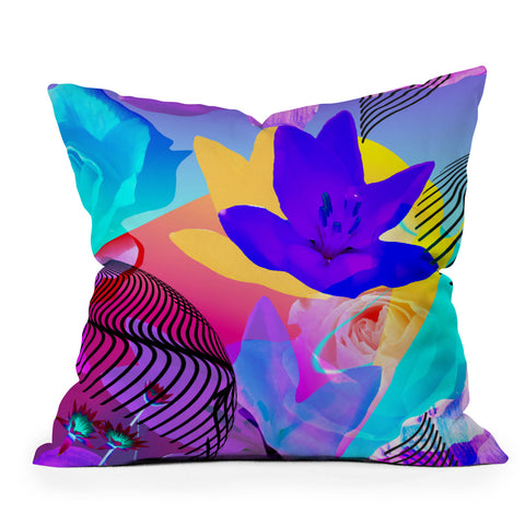 Biljana Kroll Fluorescent Florals Throw Pillow