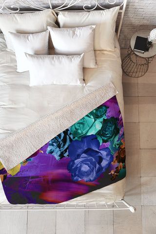 Biljana Kroll Moonlit Floral Fleece Throw Blanket