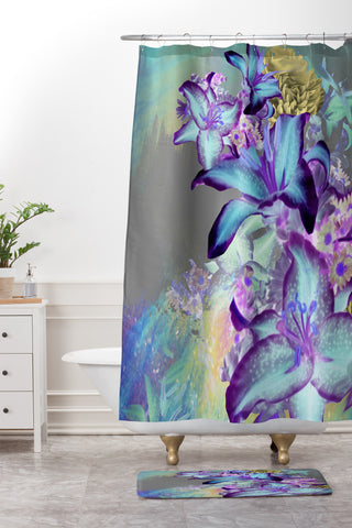 Biljana Kroll Oil Spill Florals Shower Curtain And Mat
