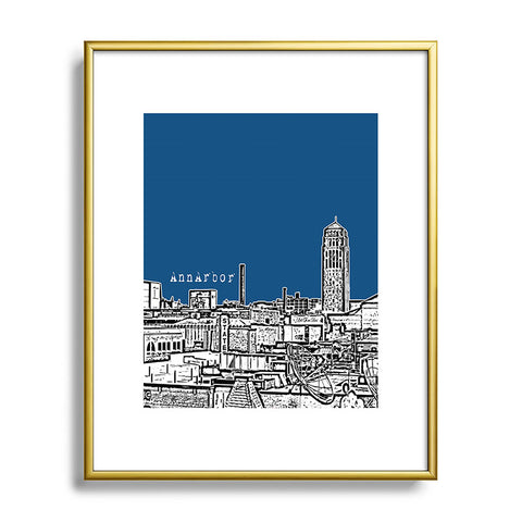 Bird Ave Ann Arbor Navy Metal Framed Art Print