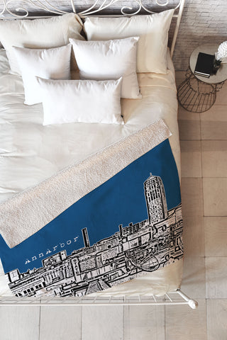 Bird Ave Ann Arbor Navy Fleece Throw Blanket