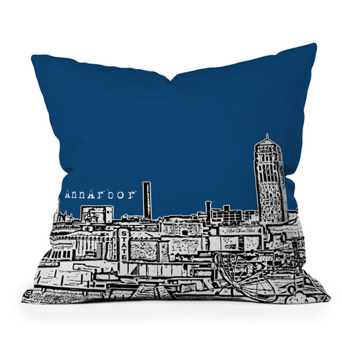 Bird Ave Ann Arbor Navy Throw Pillow