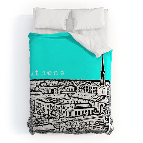 Bird Ave Athens Aqua Duvet Cover