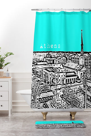 Bird Ave Athens Aqua Shower Curtain And Mat