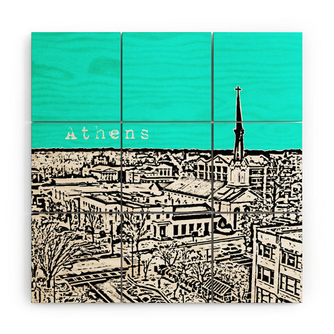 Bird Ave Athens Aqua Wood Wall Mural