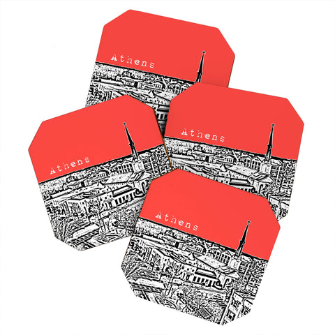 Bird Ave Athens Red Coaster Set