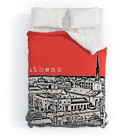 Bird Ave Athens Red Duvet Cover