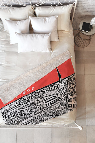 Bird Ave Athens Red Fleece Throw Blanket