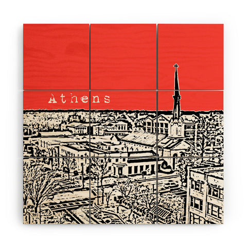 Bird Ave Athens Red Wood Wall Mural