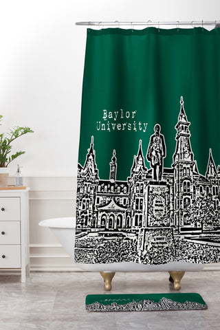 Bird Ave Baylor University Green Shower Curtain And Mat